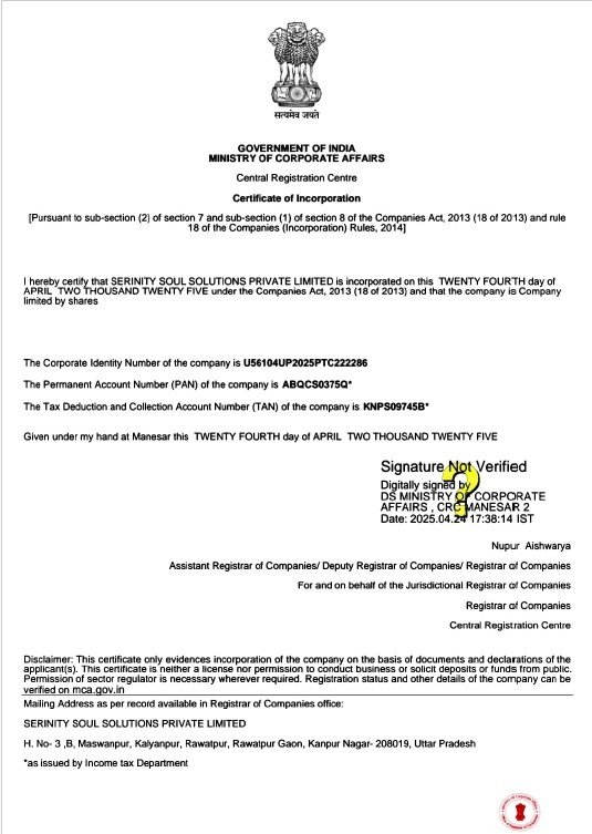 Serinity Soul Solutions Pvt Ltd